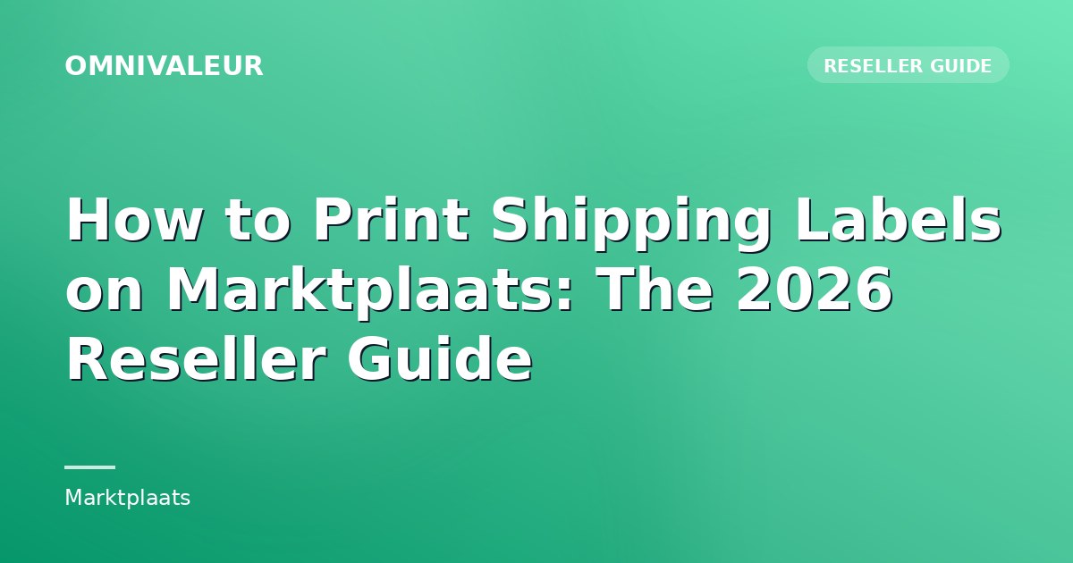 How to Print Shipping Labels on Marktplaats: The 2026 Reseller Guide