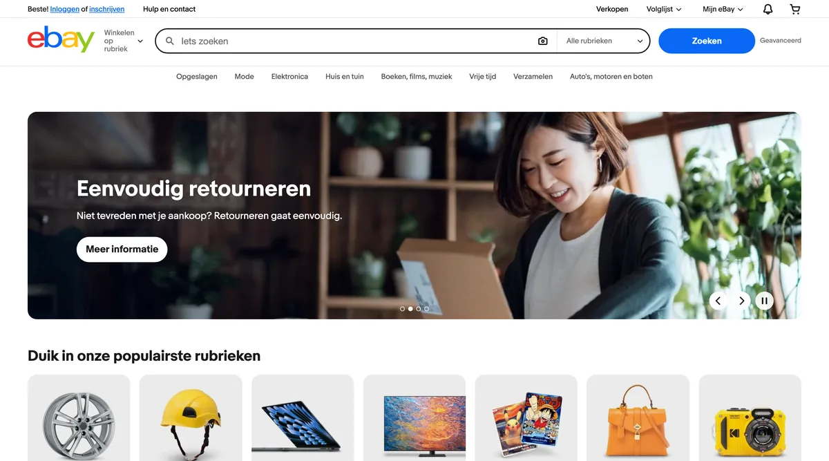 Screenshot of the eBay marketplace homepage